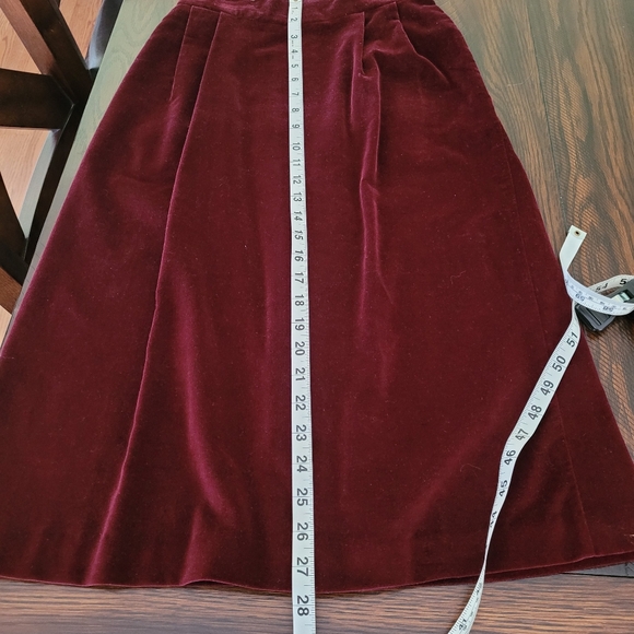 VTG MJ Concepts Velvet Skirt Size 7 Burgandy Dark Academia Whimsigoth Holiday - Picture 13 of 15